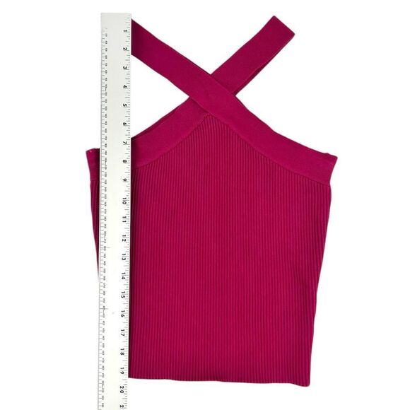 House Of Harlow 1960 Magenta Pink Ribbed Criss Cross Tank Large - Picture 3 of 6